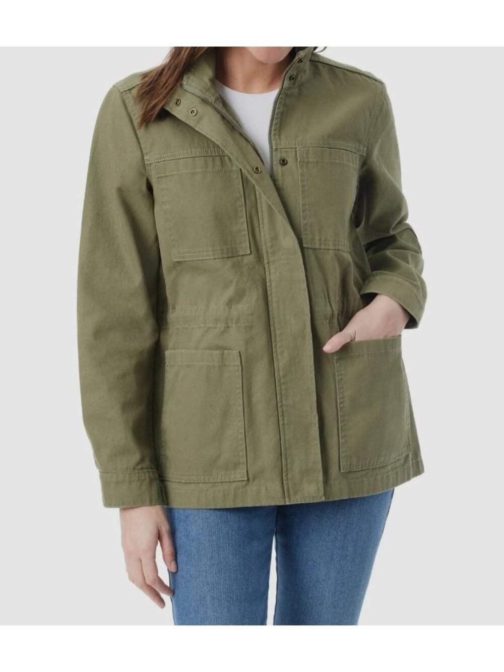 Gloria Vanderbilt Women's Olive Green Stonewood Anorak Utility Jacket Size S